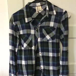 Dark blue and green flannel